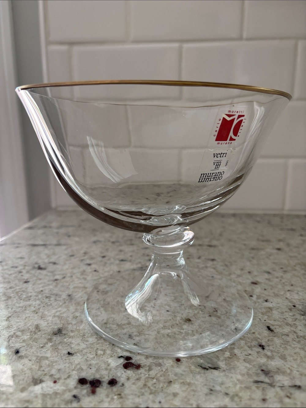 Carlo Moretti Murano clear glass compote